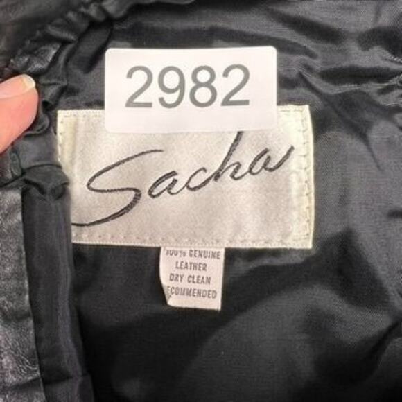 Sacha Midi Skirt Womens 26x29 Black Genuine Leather Lined Slit Zipper Pencil - Picture 7 of 11